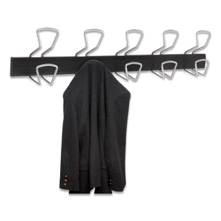 Alba™ Wall-Mount Coat Hooks, Metal, Silver, 22 lb, 29.92" x 2.95" x 6.45" (ABAPMPRO5M)