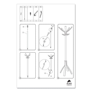 Alba™ Café Wood Coat Stand, Ten Peg/Five Hook, 21.67w x 21.67d x 69.33h, Espresso Brown (ABAPMCAFE)