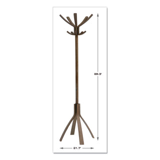 Alba™ Café Wood Coat Stand, Ten Peg/Five Hook, 21.67w x 21.67d x 69.33h, Espresso Brown (ABAPMCAFE)