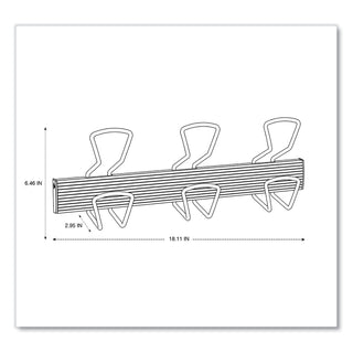 Alba™ Wall-Mount Coat Hooks, Metal, Silver, 22 lb, 18.11" x 2.95" x 6.45" (ABAPMPRO3M)