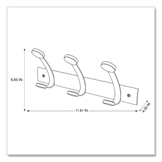 Alba™ Wooden Coat Hook, Three Wood Peg Wall Rack, Brown/Silver (ABAPMV3)