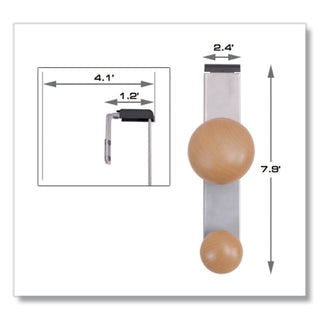 Alba™ Cubicle Garment Peg, 2-Hook, 1 1/5 x 1 3/8 x 7 9/10, Metallic Gray (ABAPM2PARTBO)