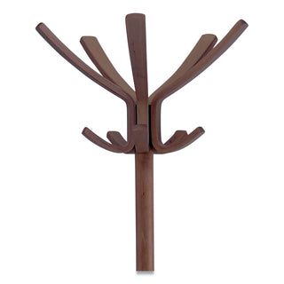 Alba™ Café Wood Coat Stand, Ten Peg/Five Hook, 21.67w x 21.67d x 69.33h, Espresso Brown (ABAPMCAFE)
