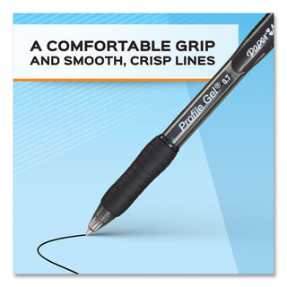 Papermate® Profile Retractable Gel Pen, Fine 0.5 mm, Black Ink, Translucent Black Barrel, Dozen (PAP2095468)