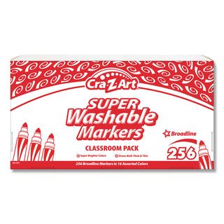 Cra-Z-Art® Markers, Broadline, Washable, 16 Colors, 256/Bx, Ast (CZA740091)