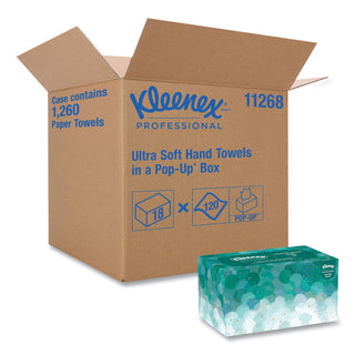 Kleenex® Ultra Soft Hand Towels, POP-UP Box, 1-Ply, 8.9 x 10, White, 70/Box, 18 Boxes/Carton (KCC11268)