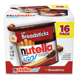 Nutella® Hazelnut Spread and Breadsticks, 1.8 oz Single-Serve Tub, 16/Pack (GRR22001135)