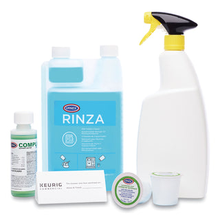 Keurig® K-Cup Pod Brewer Deep Cleaning Kit, 4 oz Complete Café, (3) 32oz Rinza, (15) K-Cup Cleaning Cups, Empty Spray Bottle (GMT5000359703)
