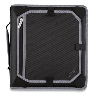 Five Star® Zipper Binder, 3 Rings, 2" Capacity, 11 x 8.5, Black/Gray Accents (MEA29052IT8)