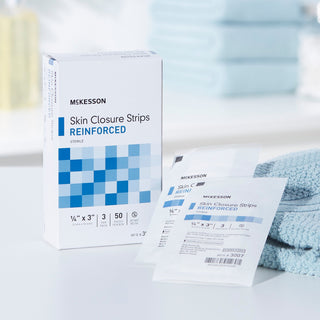 McKesson Skin Closure Strip 1/4 X 3 Inch Nonwoven Material Reinforced Strip White (876306_BX)
