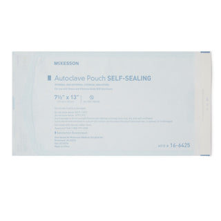 McKesson Sterilization Pouch Ethylene Oxide (EO) Gas / Steam 7-1/2 X 13 Inch Transparent Blue / White Self Seal Paper / Film (960945_CS)