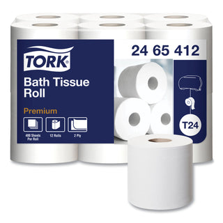 Tork® Premium Poly-Pack Bath Tissue, Septic Safe, 2-Ply, White, 4.1" x 4", 400 Sheets/Roll, 12 Rolls/Pack, 4 Packs/Carton (TRK2465412)