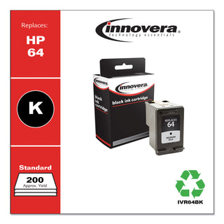 Innovera® Remanufactured Black Ink, Replacement for HP 64 (N9J90AN), 200 Page-Yield (IVR64BK)