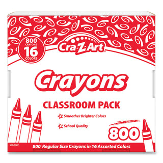 Cra-Z-Art® Crayons, 16 Assorted Colors, 800/Pack (CZA74004)