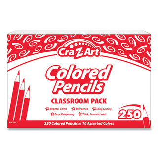 Cra-Z-Art® Colored Pencils, 10 Assorted Lead/Barrel Colors, 250/Set (CZA740011)