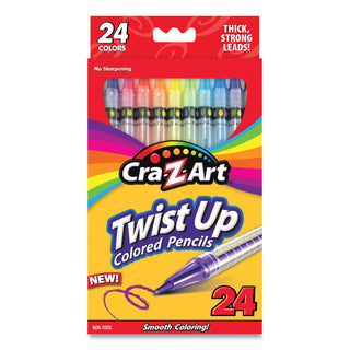 Cra-Z-Art® Twist Up Colored Pencils, 24 Assorted Lead Colors, Clear Barrel, 24/Set (CZA1046224)