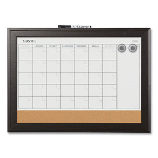 Quartet® Home Decor Magnetic Combo Dry Erase with Cork Board on Bottom, 23 x 17, Espresso Wood Frame (QRT79275)