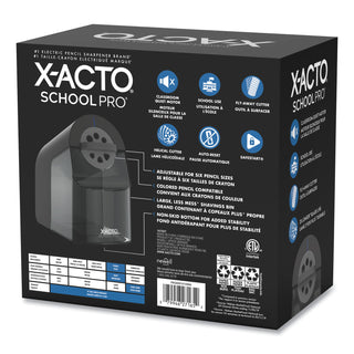 X-ACTO® School Pro Classroom Electric Pencil Sharpener, AC-Powered, 4.5" x 7" x 6.38", Blue/Gray (EPI1670X)