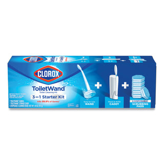 Clorox® Toilet Wand Disposable Toilet Cleaning Kit: Handle, Caddy & Refills, White (COX03191)