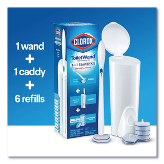 Clorox® Toilet Wand Disposable Toilet Cleaning Kit: Handle, Caddy and Refills, 6/Carton (CLO03191)