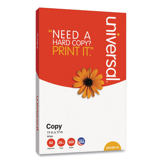Universal® Copy Paper, 92 Bright, 20 lb Bond Weight, 11 x 17, White, 500 Sheets/Ream (UNV28110RM)