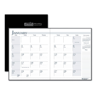 House of Doolittle™ Recycled Ruled 14-Month Planner with Leatherette Cover, 10 x 7, Black Cover, 14-Month: Dec 2025 to Jan 2027 (HOD260602)