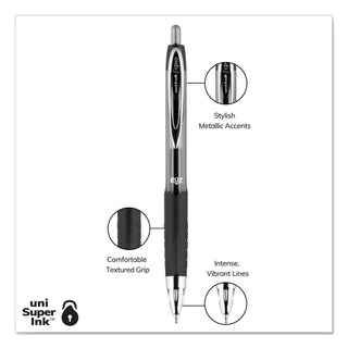 uniball® Signo 207 Gel Pen, Retractable, Medium 0.7 mm, Black Ink, Translucent Black Barrel, 8/Pack (UBC1756584)