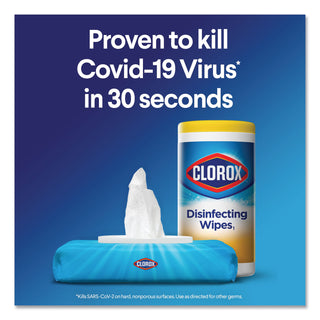 Clorox® Disinfecting Wipes, Easy Pull Pack, 1-Ply, 8 x 7, Lemon Scent, White, 75 Towels/Box, 6 Boxes/Carton (CLO31404CT)