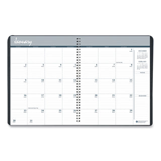 House of Doolittle™ Monthly Hard Cover Planner, 11 x 8.5, Black Cover, 14-Month: Dec 2025 to Jan 2027 (HOD26292)