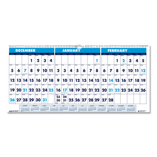 House of Doolittle™ Recycled Three-Month Format Wall Calendar, Horizontal Orientation, 17 x 8, White Sheets, 14-Month: Dec 2024 to Jan 2026 (HOD3647)