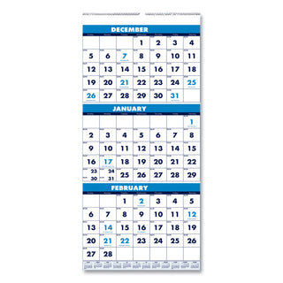 House of Doolittle™ Recycled Three-Month Format Wall Calendar, Vertical Orientation, 8 x 17, White Sheets, 14-Month: Dec 2024 to Jan 2026 (HOD3646)