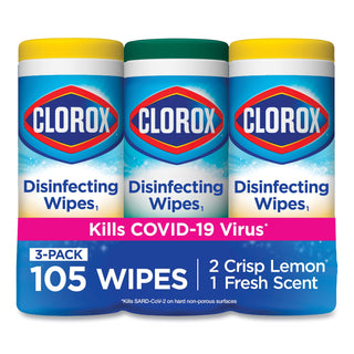 Clorox® Disinfecting Wipes, 7 x 8, Fresh Scent/Citrus Blend, 35/Canister, 3/Pack (COX30112)