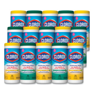 Clorox® Disinfecting Wipes, 7x8, Fresh Scent/Citrus Blend, 35/Canister, 3/PK, 5 Packs/CT (CLO30112)