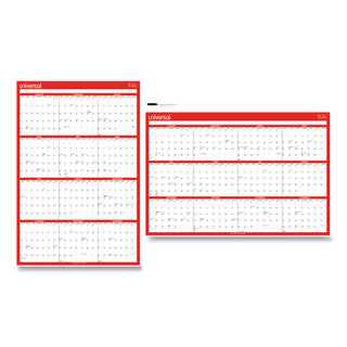 Universal® Erasable Wall Calendar, 24 x 36, White/Red Sheets, 12-Month (Jan to Dec): 2025 (UNV71004)