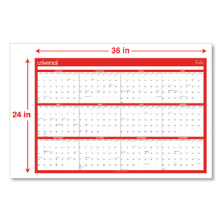 Universal® Erasable Wall Calendar, 24 x 36, White/Red Sheets, 12-Month (Jan to Dec): 2025 (UNV71004)