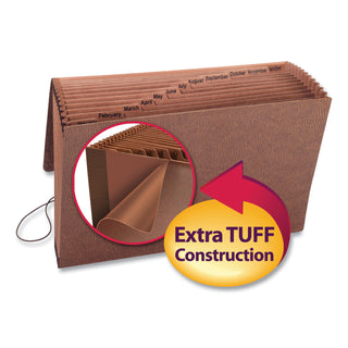 Smead™ TUFF Expanding Files, 12 Sections, 1/12-Cut Tab, Legal Size, Redrope (SMD70390)