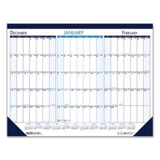 House of Doolittle™ Three Month Desk Pad, 22 x 17, White/Blue/Teal Sheets, Blue Binding, Blue Corners, 14-Month: Dec 2024 to Jan 2026 (HOD136)