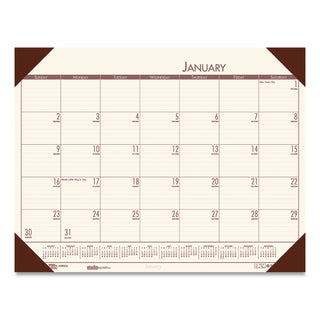 House of Doolittle™ EcoTones Recycled Monthly Desk Pad Calendar, 22 x 17, Moonlight Cream Sheets, Brown Corners, 12-Month (Jan to Dec): 2025 (HOD12441)