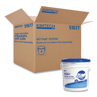 WypAll® WetTask Customizable Wet Wiping System Bucket, White/Blue, 4/Carton (KCC51677)