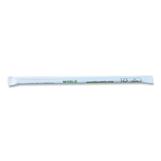World Centric® Sustainable Kraft Paper Straws, Wrapped, 8", Natural, 6,000/Carton (WORSTPA8WK)