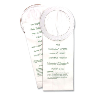 Green Klean® Replacement Vacuum Bags, Fits NSS Outlaw/ProTeam QuarterVac/Sandia/Sanitaire, 10/Pack (GRKQVACP)
