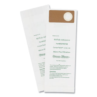 Green Klean® Replacement Vacuum Bags, Fits Advac/Lindhaus/Minuteman Phenom/Nilfisk Carpetwin, 10/Pack (GRKCARPTWNP)