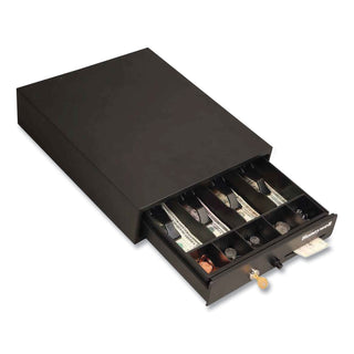 Honeywell Space-Saving Steel Cash Drawer, 4 Bill, 5 Coin Slots, Key Lock, 17 x 13 x 4, Black (HWL6313)