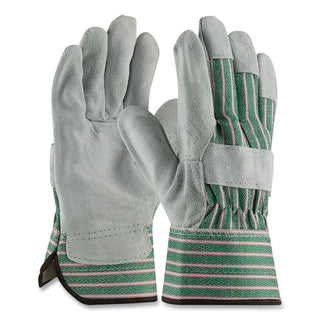 PIP Bronze Series Leather/Fabric Work Gloves, Large (Size 9), Gray/Green, 12 Pairs (PID836563L)