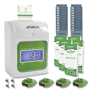 uPunch™ UB1000 Electronic Non-Calculating Time Clock Bundle, LCD Display, Beige/Green (PPZUB1000)