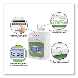 uPunch™ UB1000 Electronic Non-Calculating Time Clock Bundle, LCD Display, Beige/Green (PPZUB1000)