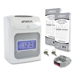 uPunch™ HN2500 Electronic Calculating Time Clock Bundle, LCD Display, Beige/Gray (PPZHN2500)