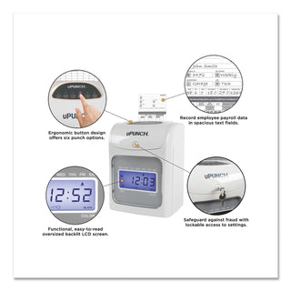 uPunch™ HN2500 Electronic Calculating Time Clock Bundle, LCD Display, Beige/Gray (PPZHN2500)