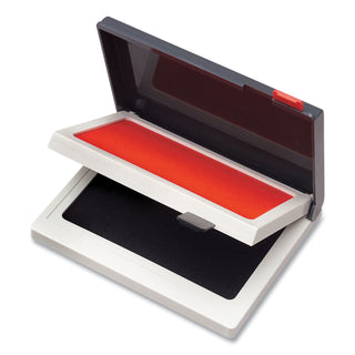 Cosco® 2000 PLUS Two-Color Felt Stamp Pad Case, 4" x 2", Black/Red (CSC090468)