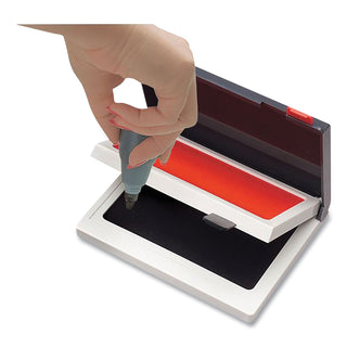 Cosco® 2000 PLUS Two-Color Felt Stamp Pad Case, 4" x 2", Black/Red (CSC090468)